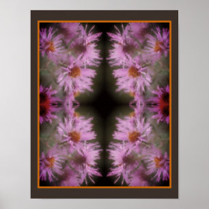Poster Vintage de Arte Flor de Astras Rosa Selvagens