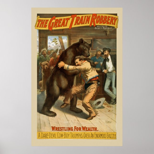 Poster vintage de assalto ao comboio de excelente (Frente)