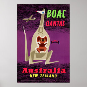 Poster vintage de Austrália Nova Zelândia