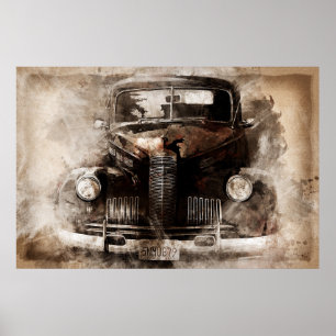 Poster Vintage de Carro Antigo