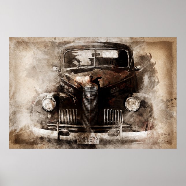 Poster Vintage de Carro Antigo (Frente)