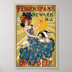 Poster vintage de Cerveja Bock de Feigenspan da dé