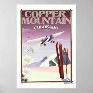Poster vintage de cobre de Colorado da montanha