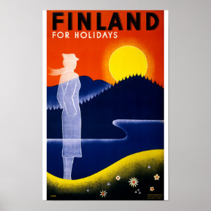 Poster vintage de Finlandia restaurado
