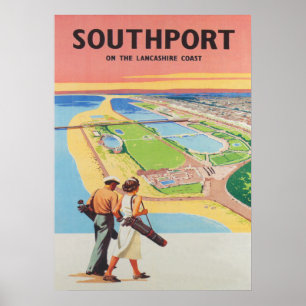 Poster vintage de Golf da Inglaterra Southport