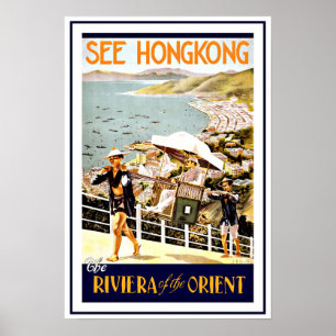 Pôster Vintage de Hong Kong Riviera do viagem