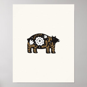 Poster vintage de Impressão do Folklore Bear Nurse