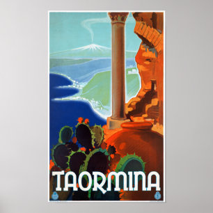 Poster vintage de Itália Taormina Sicília