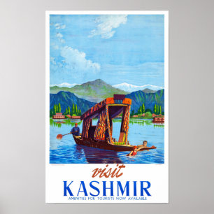 Poster vintage de Kashmir da visita restaurado