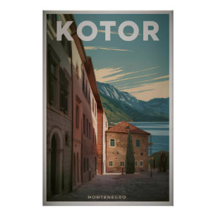 Pôster Vintage de Kotor Montenegro