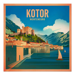 Pôster Vintage de Kotor Montenegro