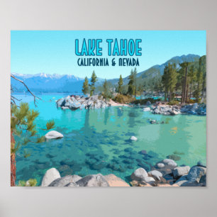 Poster Vintage de Lake Tahoe Califórnia Nevada