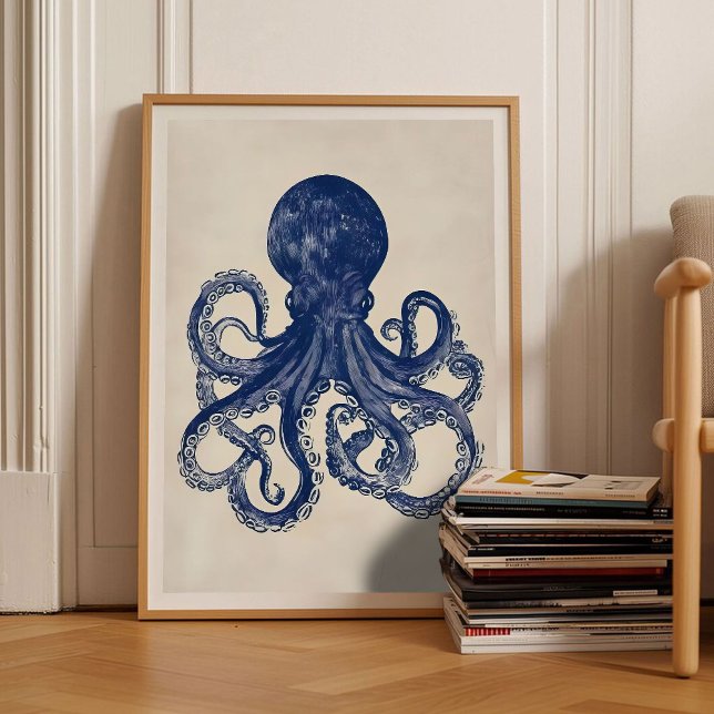 Pôster Vintage de Linocut de Polvo Retro (Criador carregado)