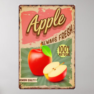 Poster vintage de Maçã de Fruta Fresca