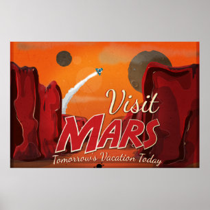Poster vintage de Marte da visita