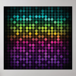 Poster Vintage de multicores brilhante Abstrato Art