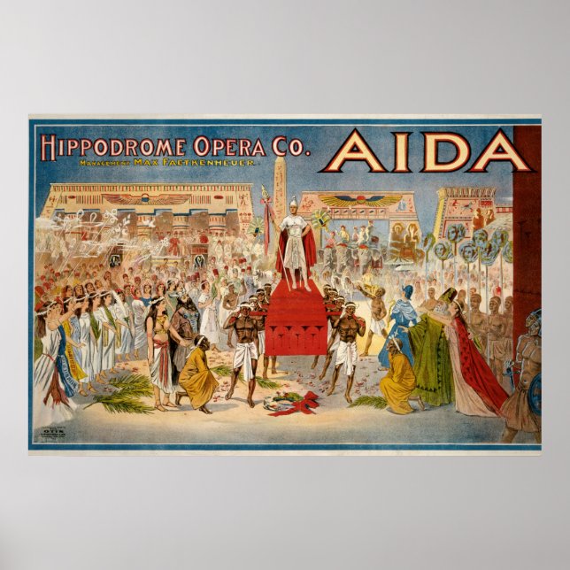 Poster vintage de ópera Aida (1908) (Frente)