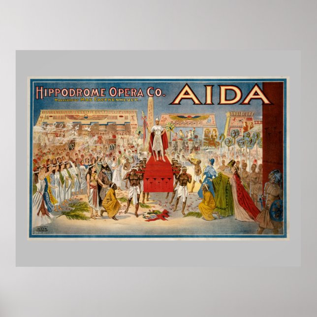 Poster vintage de ópera Aida (1908) (Frente)