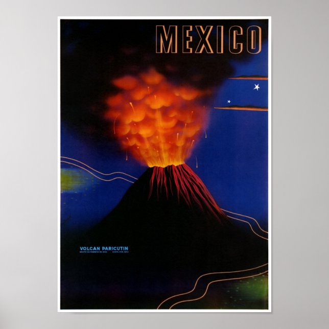 Poster vintage de Paricutina do Vulcão México Rest (Frente)