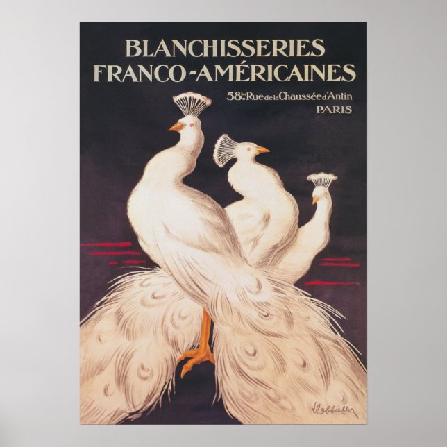 Poster vintage de Peacocks Branco (Frente)