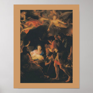 Poster vintage de pintura de Shepherd de Adoraçã