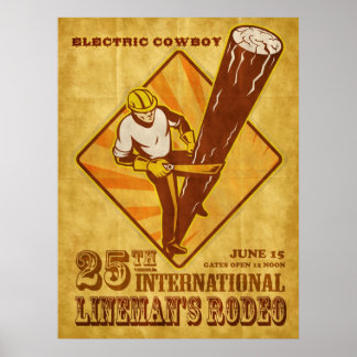 poster vintage de reparador eletricista de linha e