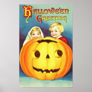 Poster vintage de Saudação do Halloween