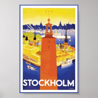 Poster vintage de Suecia Estocolmo
