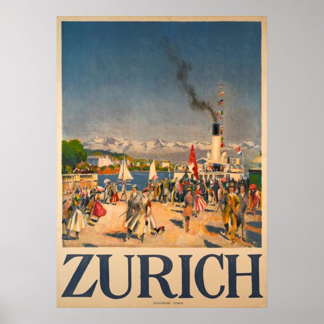 Poster vintage de Suiça Zurique (Frente)
