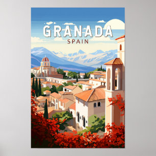 Poster Vintage de Viagem de Espanha de Granada
