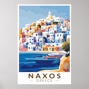 Poster Vintage de Viagem de Grécia de Ilustração de Naxo