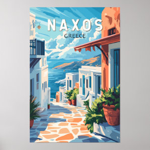 Poster Vintage de Viagem de Grécia de Naxos