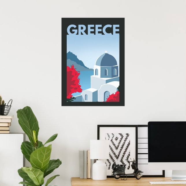 Poster vintage de Viagem de Grécia de Paros (Escritório em casa)