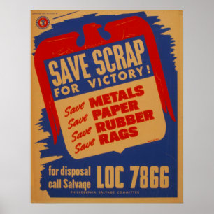 Poster vintage de WPA do salvamento da sucata