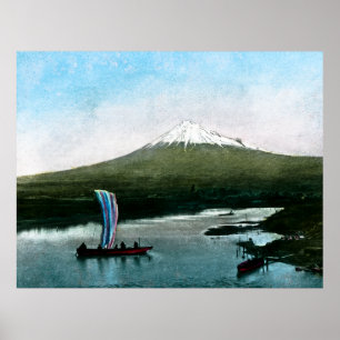 Pôster Vintage de Yamanaka do lago mount Fuji Japão