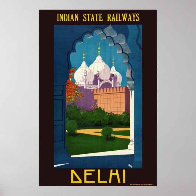 Poster vintage Delhi Índia 1930 (Frente)