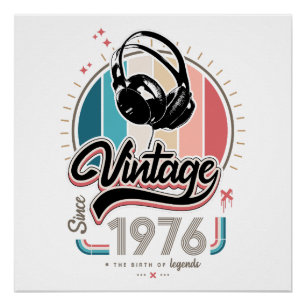 Pôster Vintage desde fones de ouvido de 1976