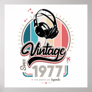 Poster Vintage desde fones de ouvido de 1977