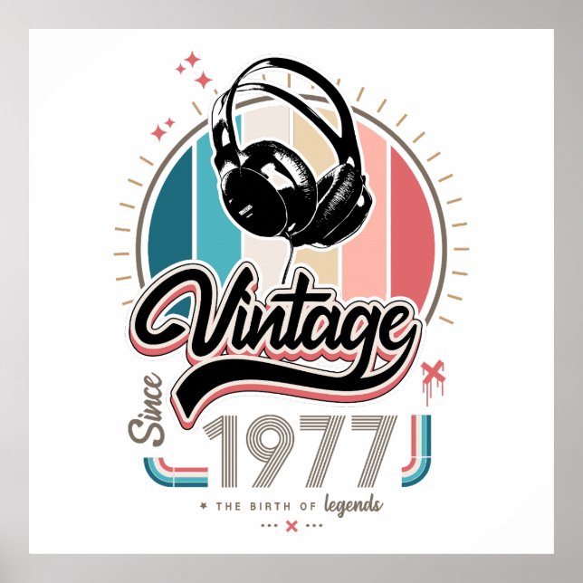 Poster Vintage desde fones de ouvido de 1977 (Frente)