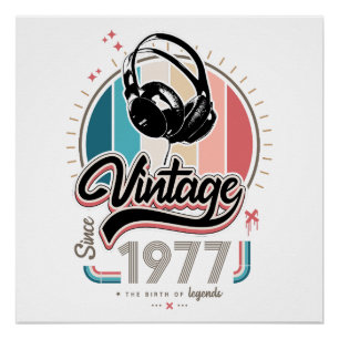 Pôster Vintage desde fones de ouvido de 1977