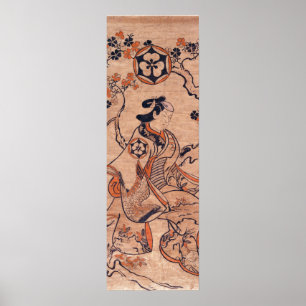 Poster Vintage Desenhando Dekishima Hanya Sentada Dois-T