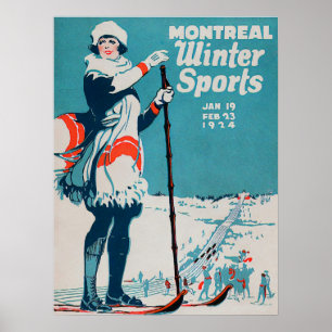 poster vintage desportivo de inverno de Montreal -