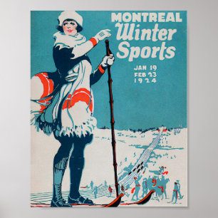 poster vintage desportivo de inverno de Montreal -