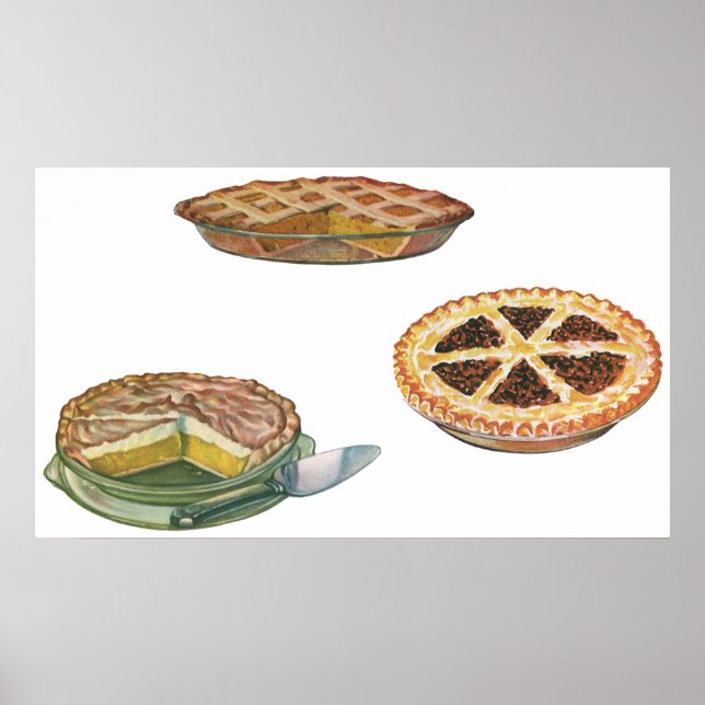 Poster Vintage Desserts, Festas de Ação de Graças, Pecan  (Frente)