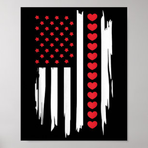 Poster Vintage Dia de os namorados American Flag Hearts M