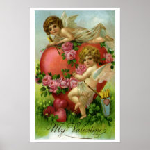 Vintage Dia de os namorados Vitoriano Angels Heart