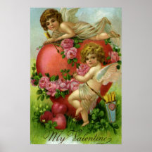 Vintage Dia de os namorados Vitoriano Angels Heart