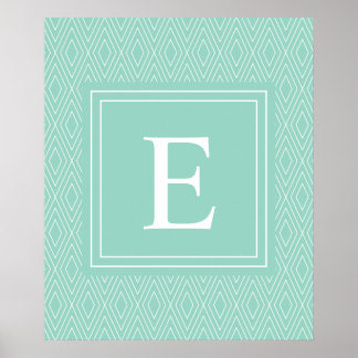 Pôster Vintage Diamantes Brancos Turquesa Branca de Teto