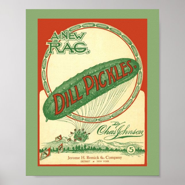 Poster Vintage Dill Pickles Rag Sheet Music Cobrir (Frente)