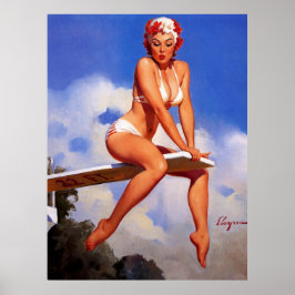 Pôster Vintage Divisor Conselho Swimmer Pin Up Girl